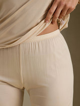 [Beige] SilkSilky-ES Long Sleeve V Neck Ropa Interior Larga Mujer 005