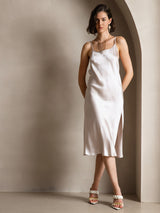 [Beige] SilkSilky-ES Spaghetti Strap Vestido 001