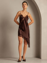 [Marrón] SilkSilky-ES Seda Pura Dress 003