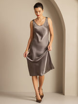 [Caqui Oscuro] SilkSilky-ES Sleeveless Vestido 006
