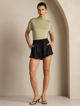 [Hierba Seca] SilkSilky-ES Short Sleeve Camisetas de Mujer 006