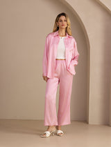 [Raya Diplomática Rosa] SilkSilky-ES Long Sleeve Lapel Collar Women's Outfit Sets 007