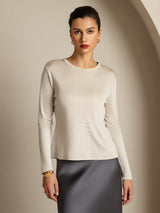 [Gris] SilkSilky-ES Long Sleeve Crew Neck Camisetas de Mujer 008