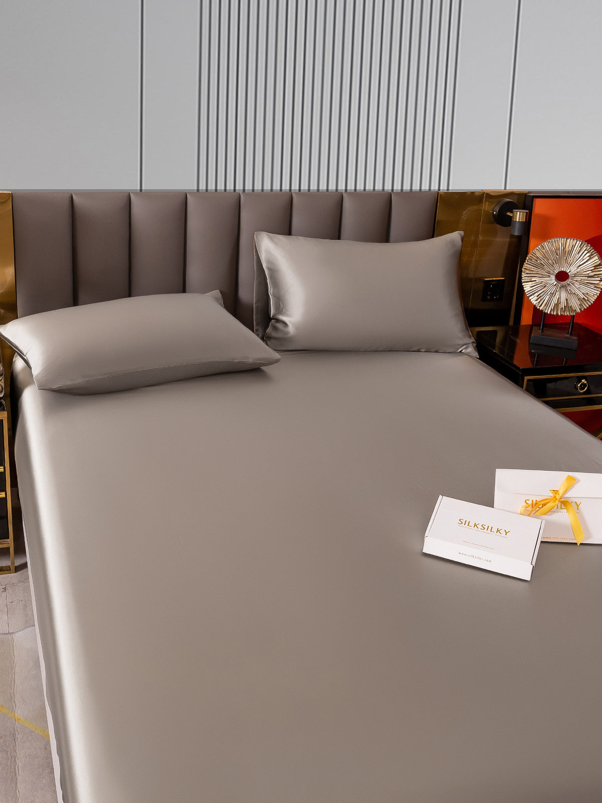 [Gris] SilkSilky-ES 22Momme Seda Pura Bedding Set 005