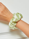 SilkSilky ES 19Momme Seda Pura Scrunchie Verde 005