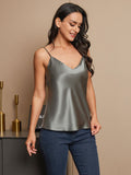 SilkSilky-ES-Seda-Pura-Sin-mangas-Cuello-en-V-Top-de-tirantes-Gris-Oscuro-004