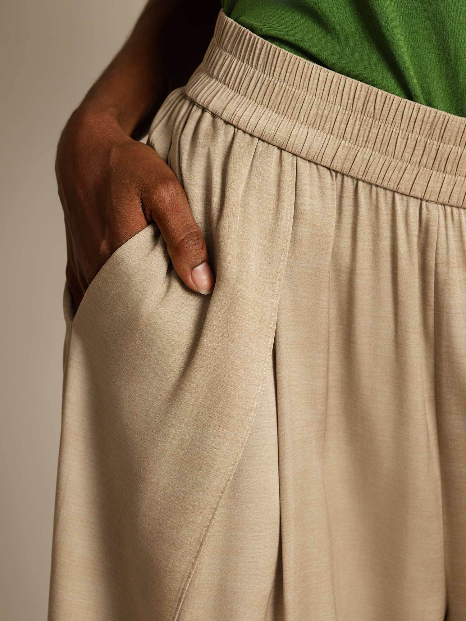 [Marrón Claro] SilkSilky-ES 19Momme Seda Womens Pants 004,