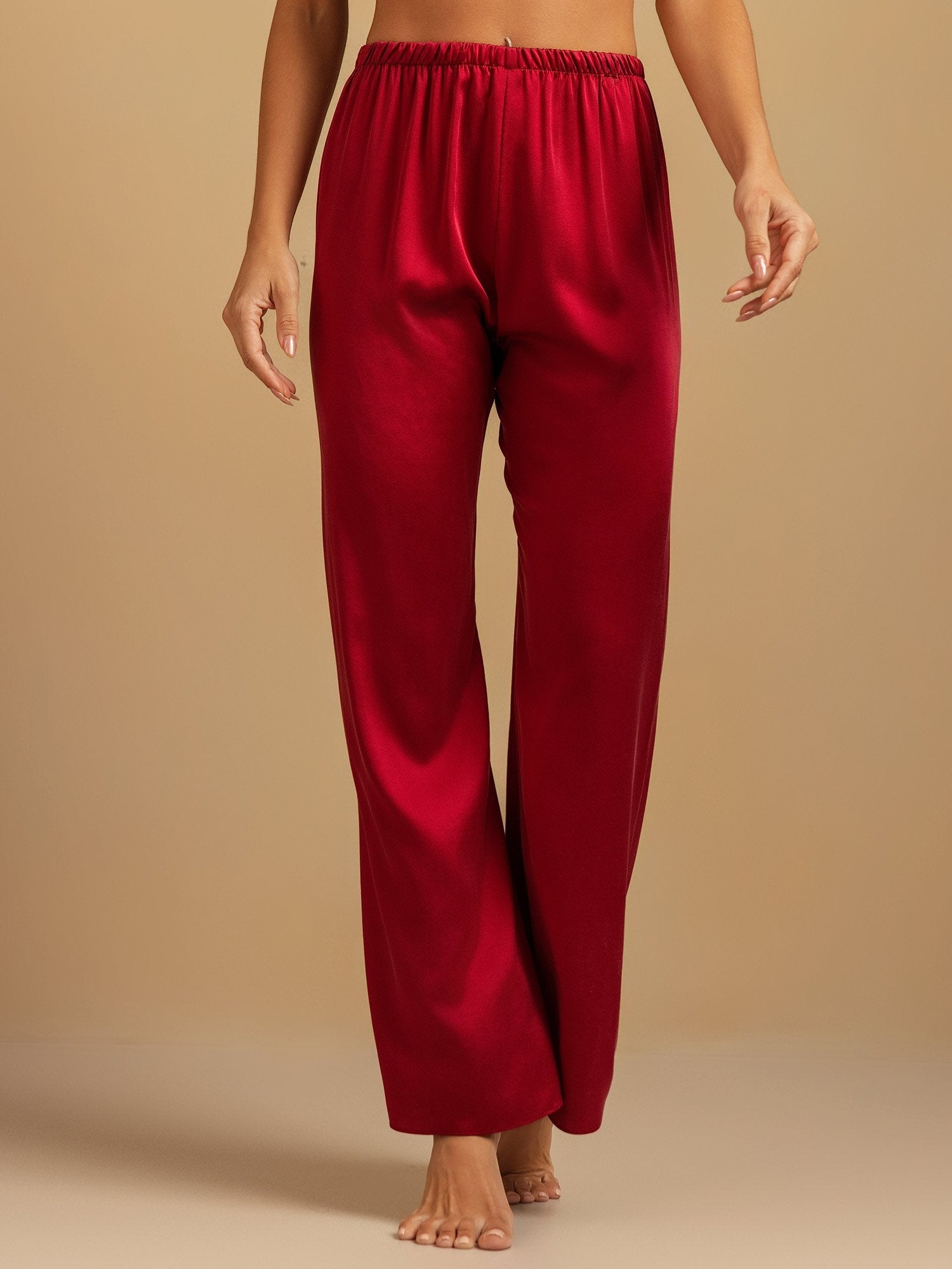 [Vino] SilkSilky-ES 19Momme Seda Womens Sleep Bottoms 004,