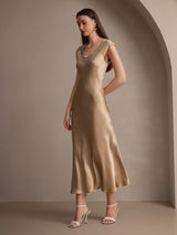 [Champán] SilkSilky-ES Cap Sleeve Vestido 005