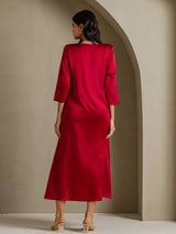 [Vino] SilkSilky-ES 3/4 Sleeve Round Neck Vestido 002