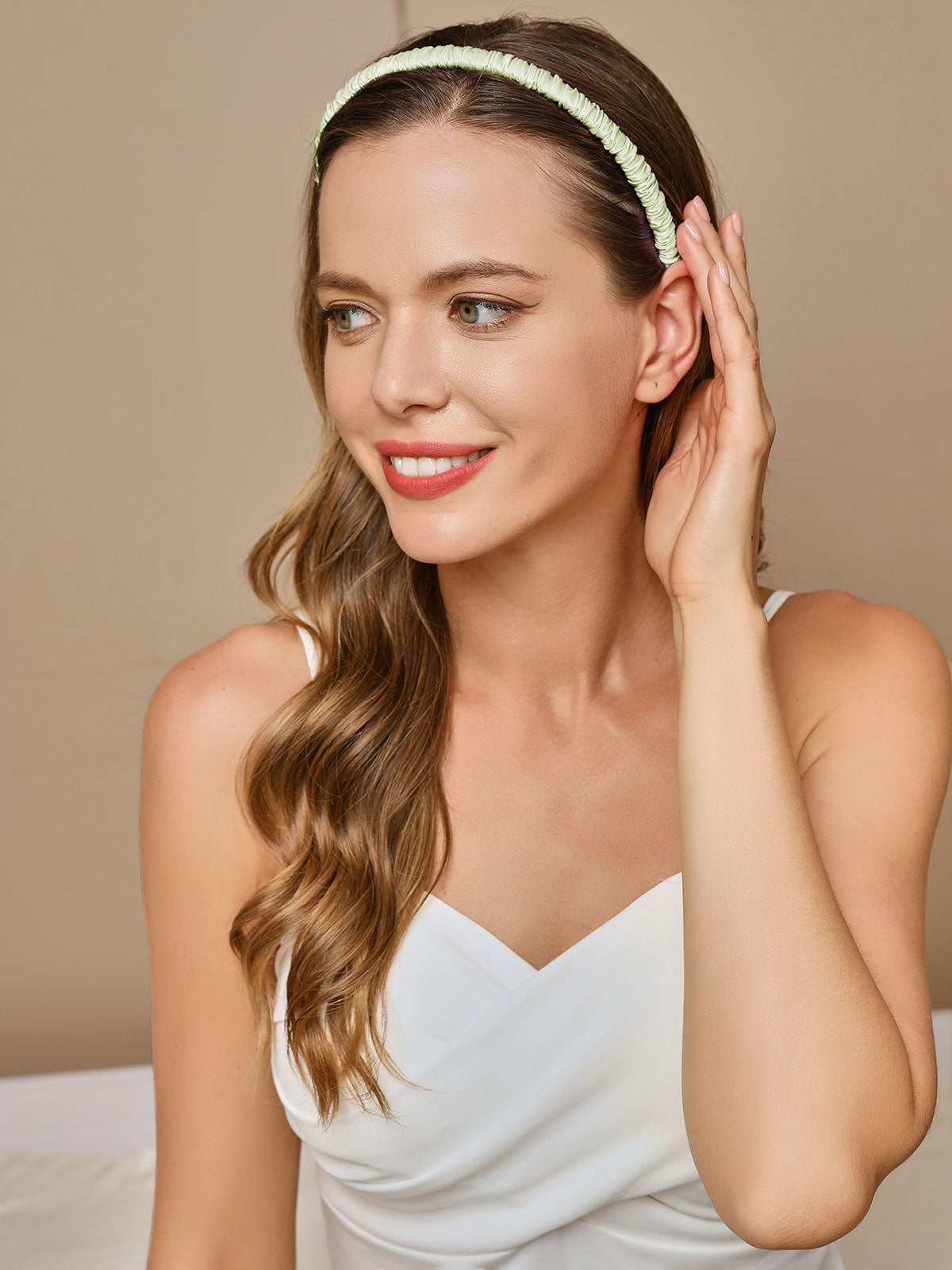 [Verde Claro] SilkSilky-ES 19Momme Seda Pura Scrunchie 001