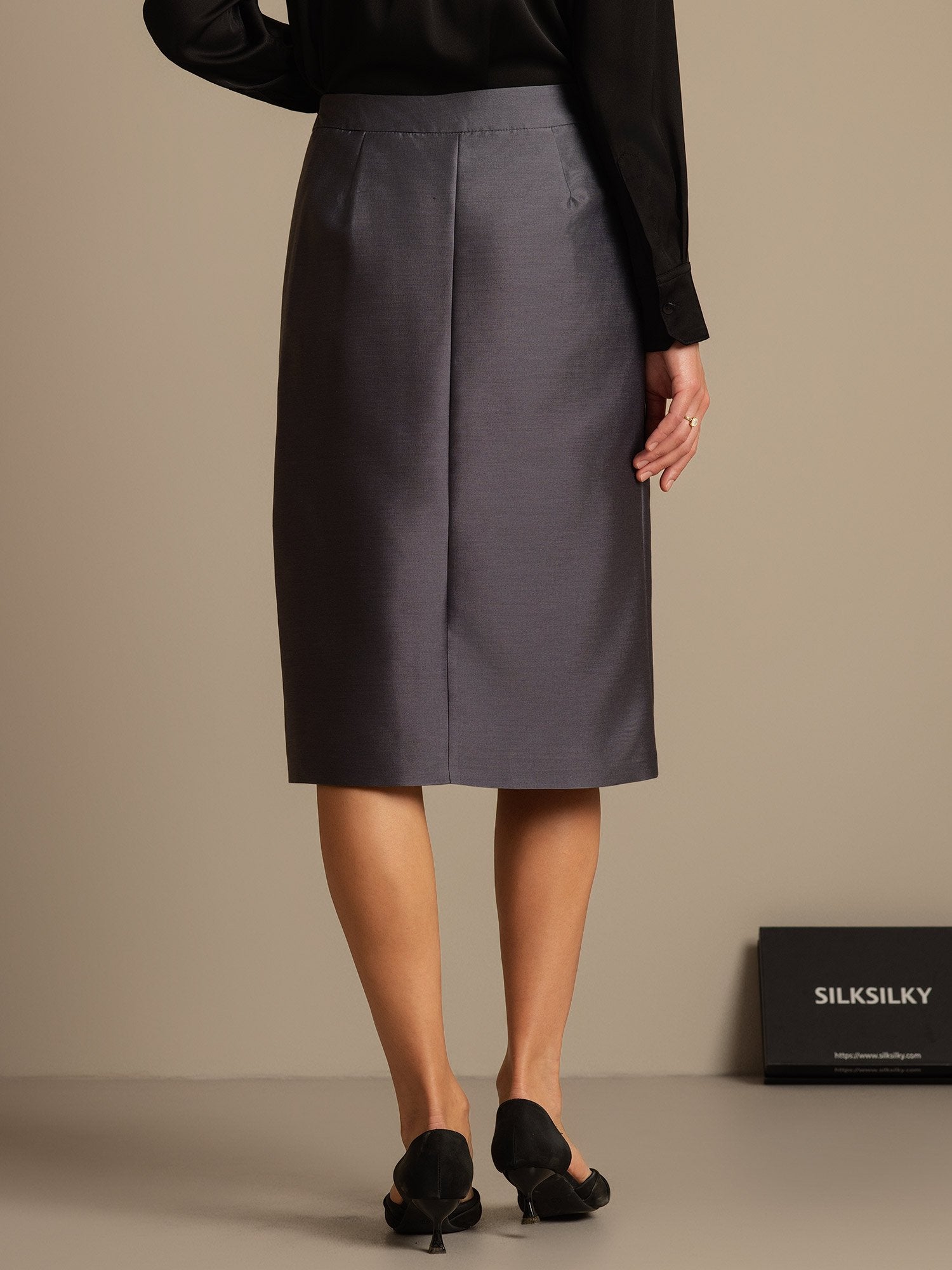 [Gris] SilkSilky-ES 32Momme Silk-Wool Blend Skirt 002,