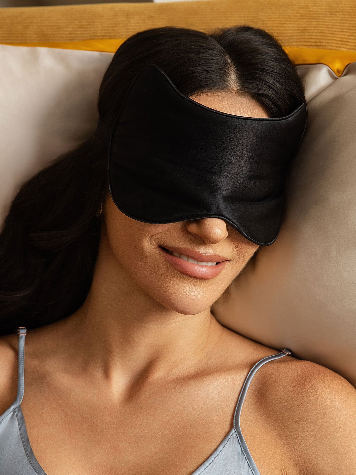 [Negro] SilkSilky-ES Seda Pura Eye Mask 001