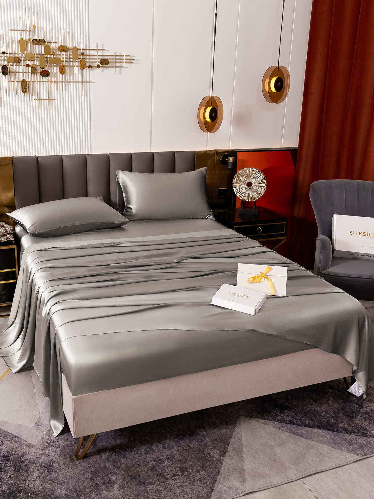 [Gris] SilkSilky-ES 19Momme Seda Pura Bedding Set 007