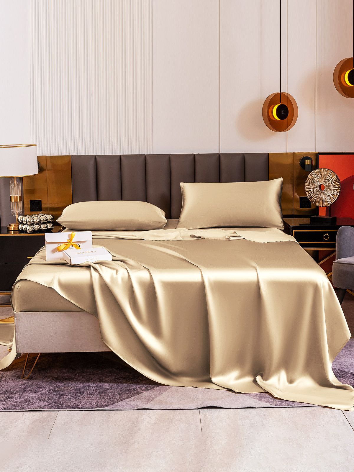 [Beige] SilkSilky-ES 19Momme Seda Pura Bedding Set 002