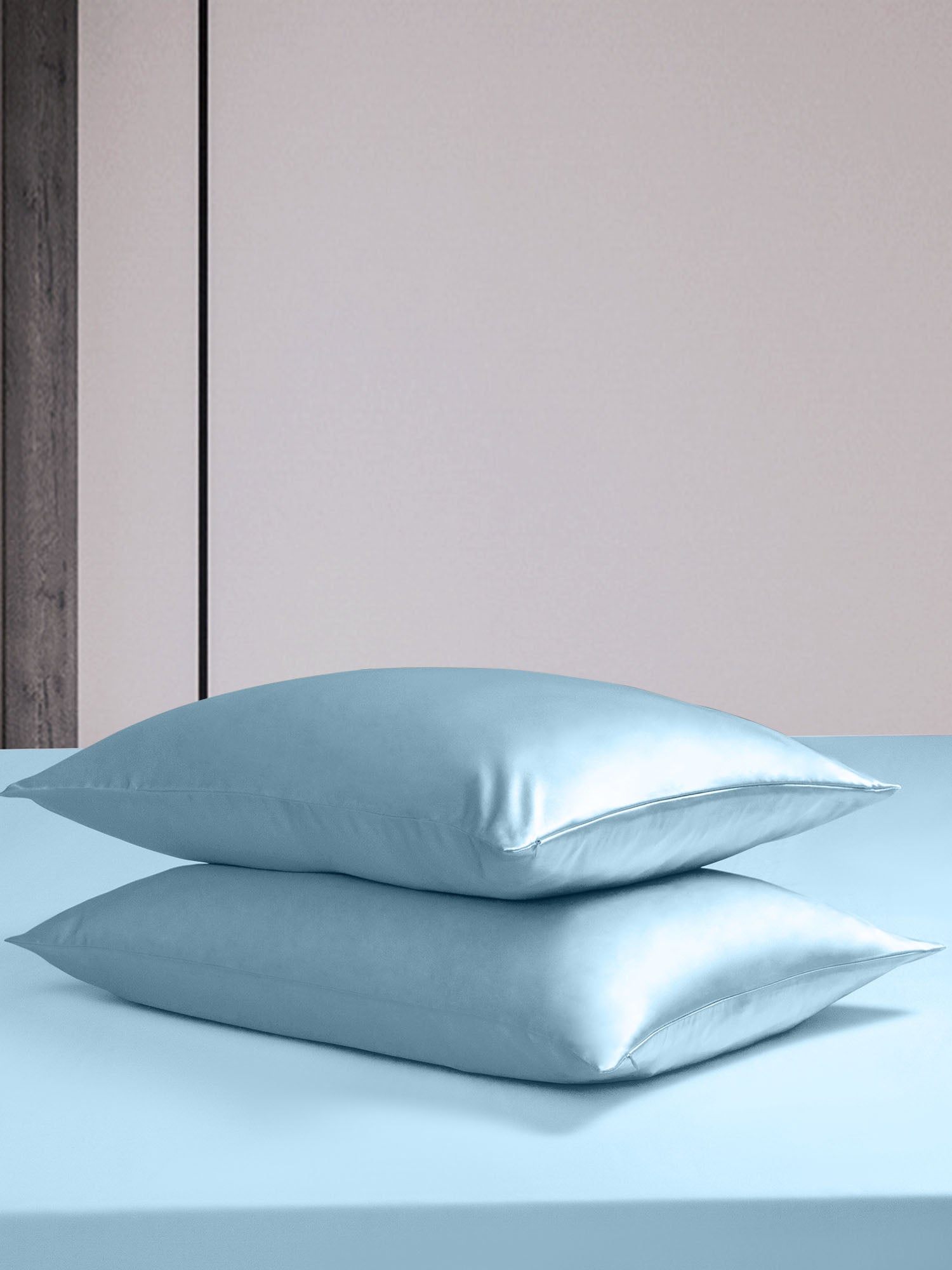[Azul Claro] SilkSilky-ES 19Momme Juego de ropa de cama 004
