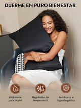 [Negro] SilkSilky-ES 30Momme Fundas De Almohada 005