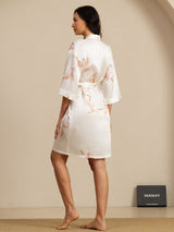 [Blanco] SilkSilky-ES 3/4 Sleeve Bata de mujer 002
