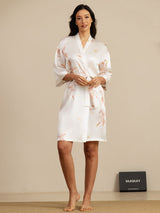 [Blanco] SilkSilky-ES 3/4 Sleeve Bata de mujer 006