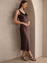 [Café] SilkSilky-ES Sleeveless Vestido 004