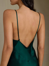 [Verde] SilkSilky-ES Spaghetti Strap V Neck Vestido 006