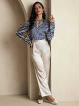 [Raya Marina] SilkSilky-ES Long Sleeve Lapel Collar Blusas de Mujer 009