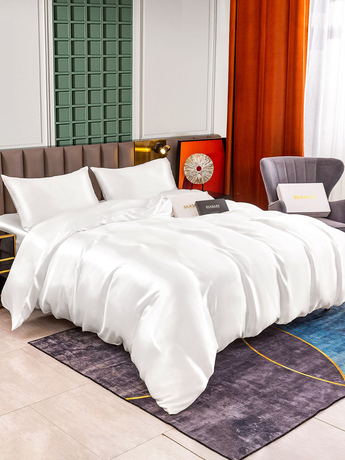 [Blanco] SilkSilky-ES 25Momme Seda Pura Bedding Set 002