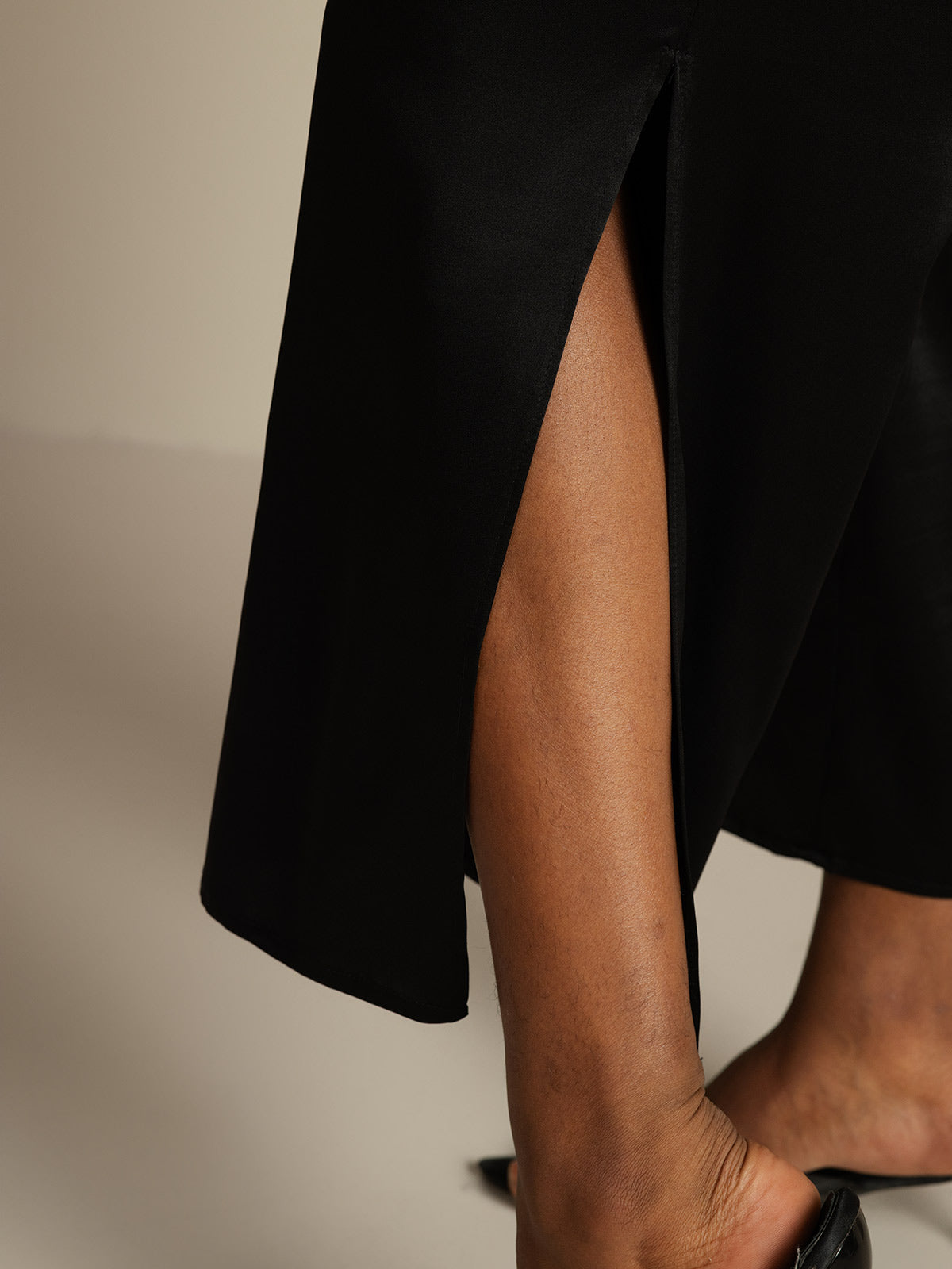 [Negro] SilkSilky-ES 19Momme Seda Womens Pants 004