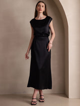 [Negro] SilkSilky-ES 19Momme Falda 007