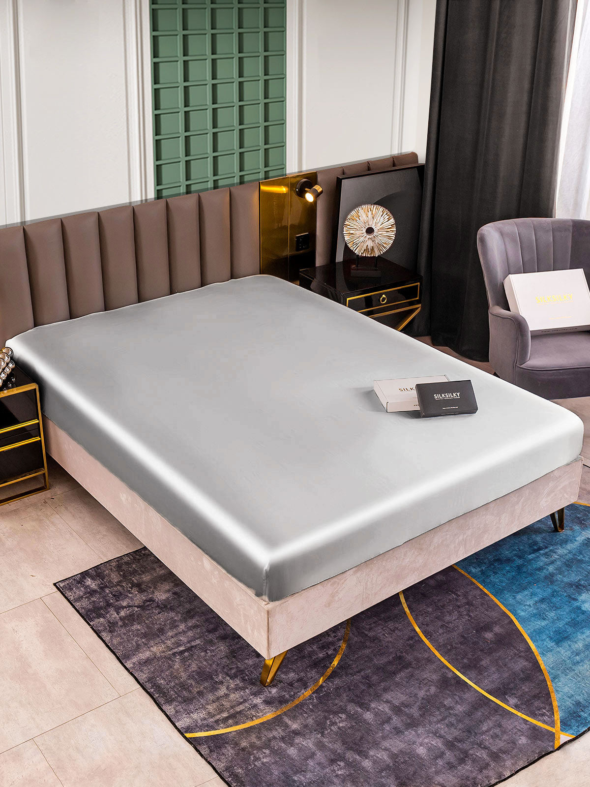 [Plata] SilkSilky-ES 25Momme Seda Pura Sheet 001