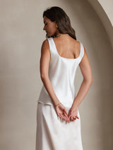 [Blanco] SilkSilky-ES 19Momme Sin mangas Escote Cuchara Top de tirantes 002