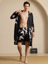 [Negro] SilkSilky-ES 19Momme Long Sleeve Mens Pajamas 003