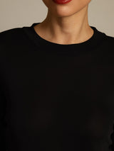 [Negro] SilkSilky-ES Long Sleeve Crew Neck Camisetas de Mujer 004