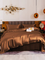 [Café] SilkSilky-ES 19Momme Juego de ropa de cama 002