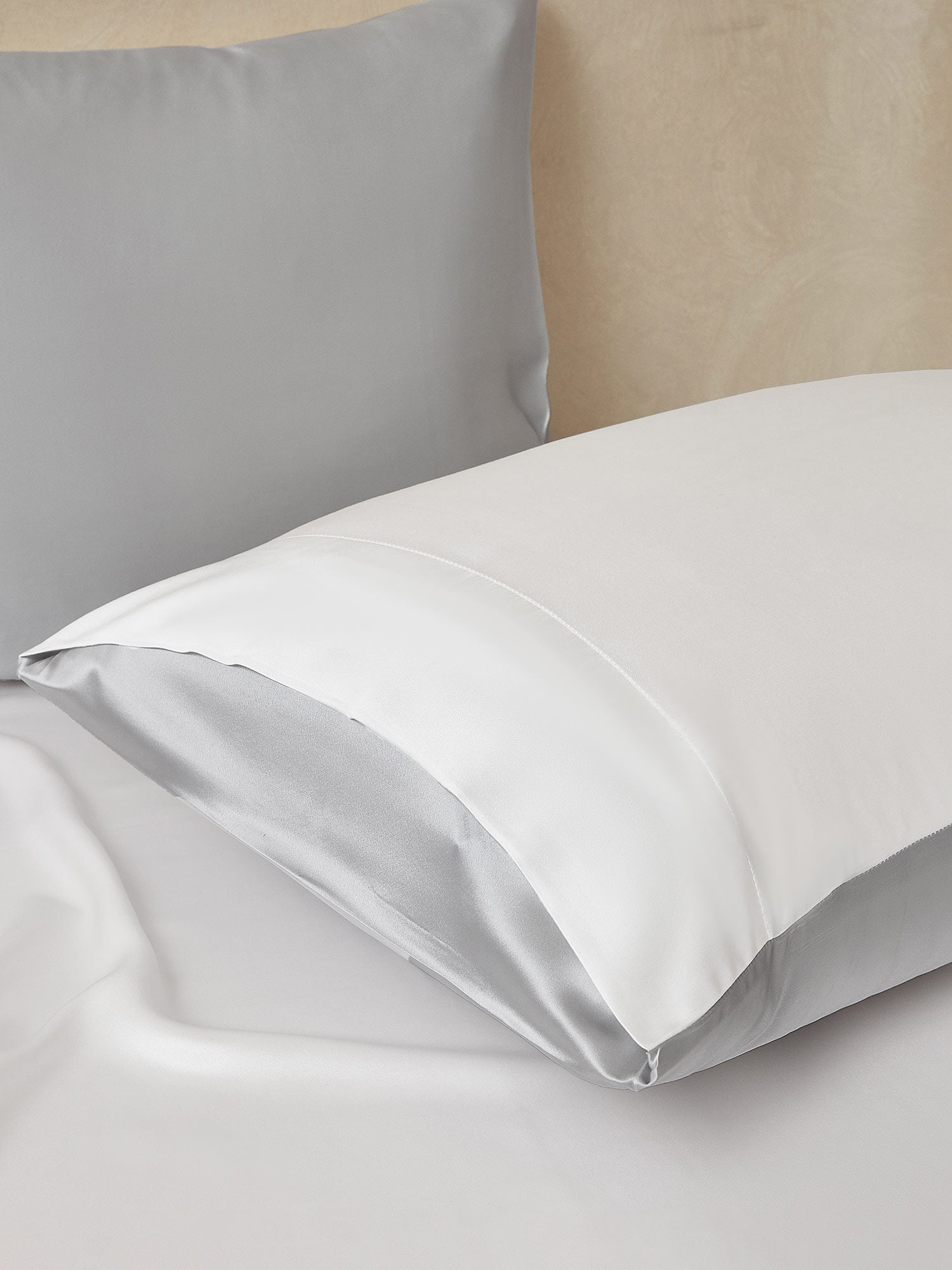 [GrisClaro+Blanco] SilkSilky-ES 19Momme Seda Pura Bedding Set 004,