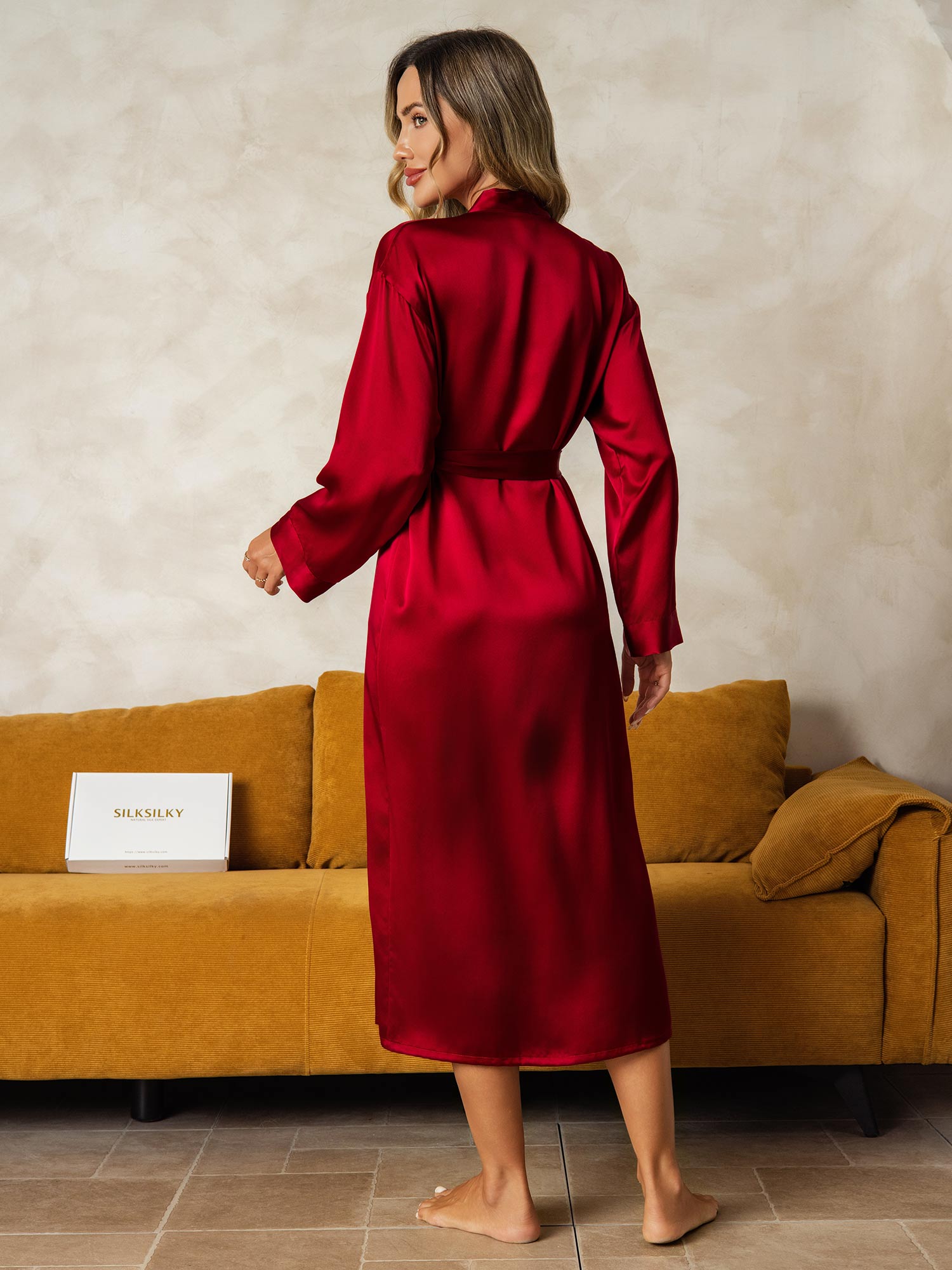 [Vino] SilkSilky-ES Long Sleeve Bata de mujer 002