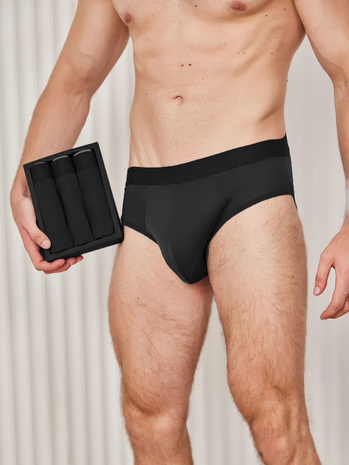 [Negro] SilkSilky-ES Seda Pura Mens Underwear 003