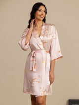[Rosa] SilkSilky-ES 3/4 Sleeve Bata de mujer 006