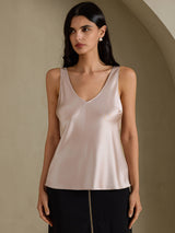 [Gris Sombra] SilkSilky-ES Sleeveless V Neck Top de tirantes 001