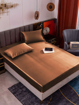 [Café] SilkSilky-ES 19Momme Juego de ropa de cama 001