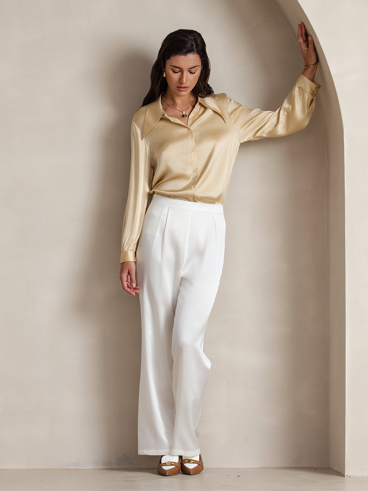 [Blanco] SilkSilky-ES 19Momme Seda Womens Pants 007