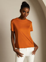 [Naranja] SilkSilky-ES Short Sleeve Camisetas de Mujer 004