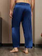 [Azul Oscuro] SilkSilky-ES Seda Pura Mens Sleep Bottoms 002