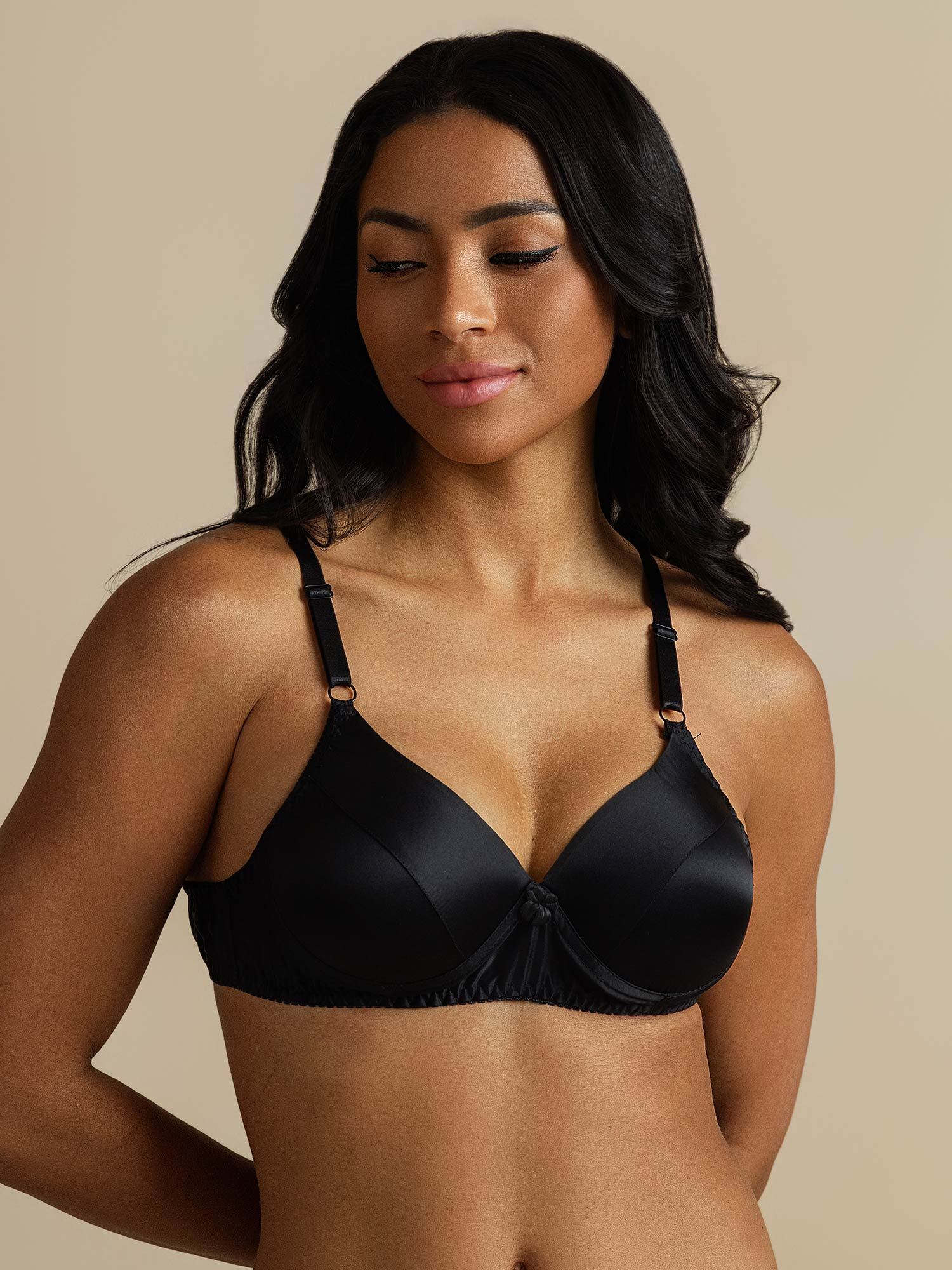 [Negro] SilkSilky-ES Seda Pura Bra 003,