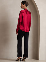 [Vino] SilkSilky-ES Long Sleeve Tie Neck Blusas 004