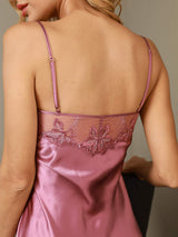 [Malva Pálido] SilkSilky-ES Spaghetti Strap Sweetheart Neck Camisón 003