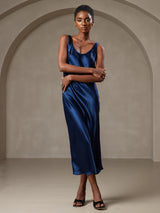 [Azul Oscuro] SilkSilky-ES Sleeveless Vestido 001