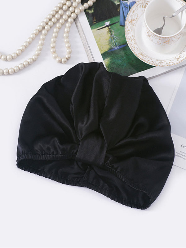 [Negro] SilkSilky-ES Seda Pura Sleep Cap 002,