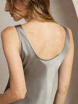 [Verde Grisáceo] SilkSilky-ES Sleeveless Vestido 005