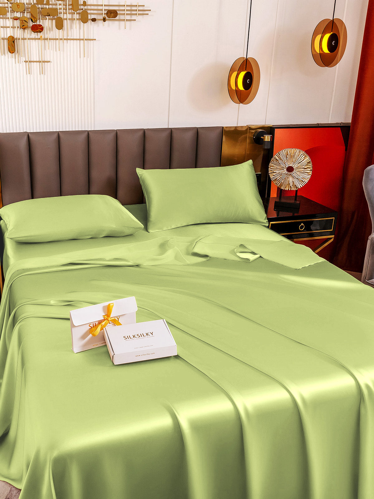 [Menta Verde] SilkSilky-ES 19Momme Seda Pura Bedding Set 005